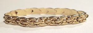RARE VTG 14k Gold Link Stampato Stretch Bangle Bracelet 7.25” 8mm Italy Milor - Picture 1 of 7