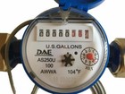 DAE AS250U-100P 1" Water Meter, Pulse Output, Measured in Gallon + Couplings