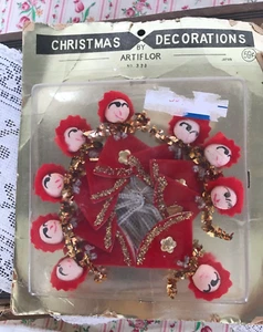 Limpiador de tuberías de fieltro flocado vintage decoraciones navideñas Pixie de Artiflor Japón - Imagen 1 de 9
