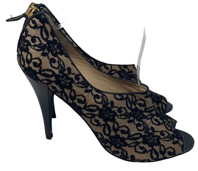 Sexy Zapatos de Tacones Pour La Victoire Negros Beige Talla 10 Para Mujer de Malla de Encaje Románticos Foto 1 de 4