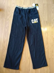 CAT Caterpillar Pajama Pants 14 Boy Flannel Fleece Black Lounge Construction NEW - Picture 1 of 6