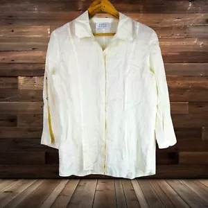 Dana Bachman 100% Linen Beige Button Front Shirt Blouse Long Sleeve Large - Picture 1 of 6