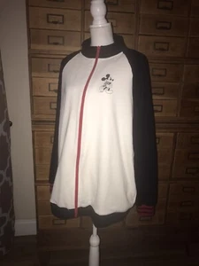 Disney Parks Full Zip Jacket w pockets XXL Mickey Mouse Black/Off White/Red 2XL - Picture 1 of 7