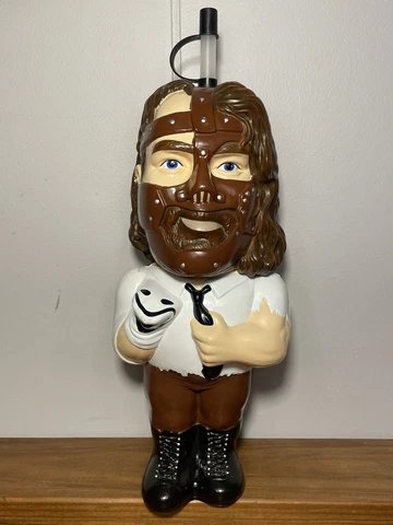 Mankind WWE Big Sipper Figure Cup Water Bottle WWF Wrestling Rare Vintage 1999 Cover