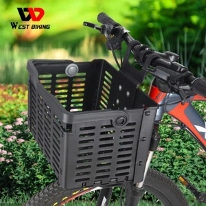 Foldable Bike Front Rear Basket Bicycle Handlebar Rack Pack Carrier Basket Black - Picture 1 of 16