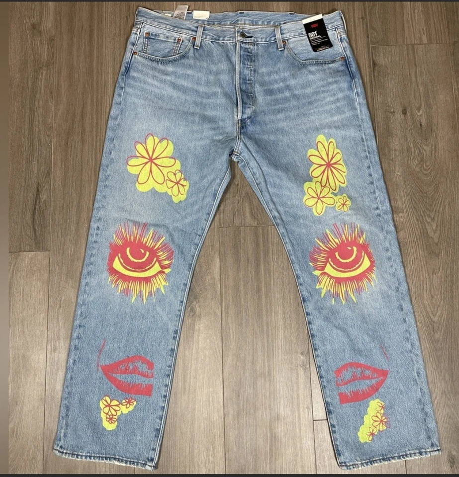 Levi’s Premium 501 Original Summer Love Festival Sun Floral Groovy Jeans