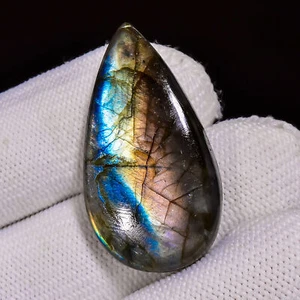 42.50 Cts. 100% Natural Excellent Labradorite Pear 37X20X7 MM Cabochon Gemstone - Picture 1 of 3
