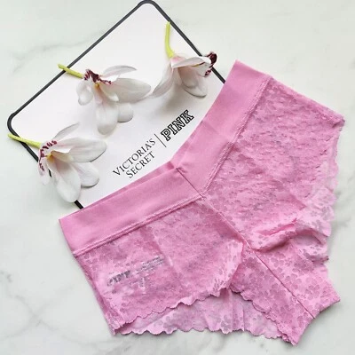 PINK Victoria's Secret No-Show Floral Lace Cheeky Panty Fuchsia Pink Size S/M/XL - Image 1 of 4