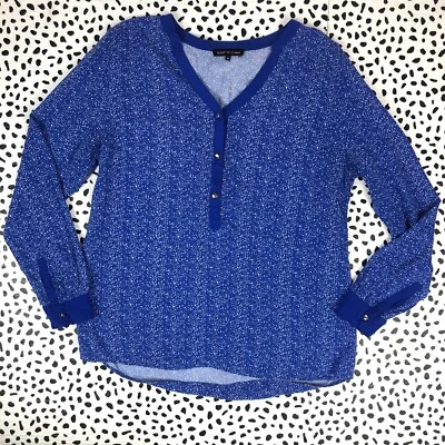 Blusa camisa top manga larga cuello en V azul anthropologie violeta & claire MEDIANA Foto 1 de 4