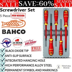 New Bahco 5pce 1000V Insulated Electricians Screwdriver Tool Set Black Oxide Tip - Picture 1 of 12
