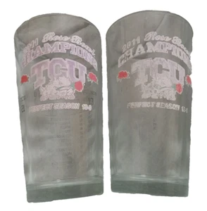 NCAA 2011 Rose Bowl Champions TCU 13-0 Drinking Clear Pint Glass 16 oz - Picture 1 of 2