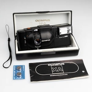 ⭐TOP⭐ SERVICED & TESTED Olympus XA 35mm 2.8 Zuiko Lens A16 Flash Camera 1 Case - Picture 1 of 19