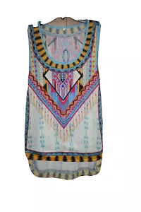 Canotta donna stampa azteca colorata estiva boho blusa donna - Foto 1 di 5