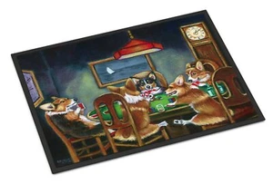 Caroline's Treasures 7416MAT Corgi Playing Poker Doormat 18x27 Front Door Mat - Picture 1 of 7
