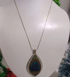 Vintage Peacock Feather Necklace - Picture 1 of 4