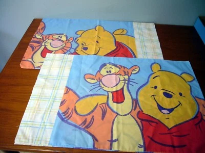 Set of 2 Vintage Disney Winnie the Pooh Tigger Pillowcase Plaid Pair  - Image 1 of 4