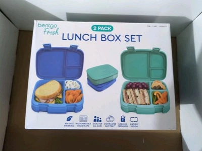 Juego de 2 loncheras Bentgo paquete de accesorios de viaje azul/verde soporte para almuerzo para niños Foto 1 de 2