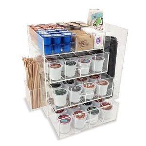 NEW! ACRYLIC COFFEE STATION - KEURIG KCUPS/CREAMER/SUGAR/CUPS/STIRRER ORGANIZER - Picture 1 of 1