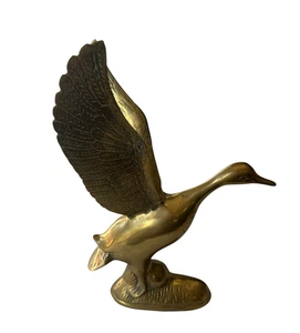 Vintage Brass Duck Goose In Flight Statue Figurine Figure MCM Over 14 Inches - Picture 1 of 17
