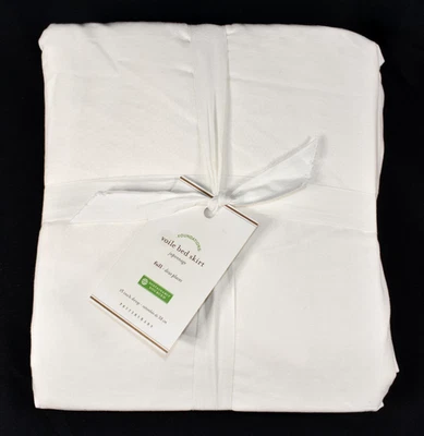 Pottery Barn Voile Off White Full Bed Skirt 15" Drop Cotton New Open Repackaged - Image 1 of 4