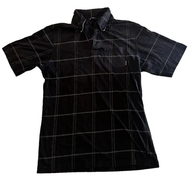 Element Boy’s Black Plaid Polo Shirt Size Large Short Sleeve Button Front Skate - Image 1 of 4
