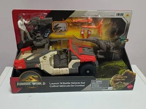 MATTEL JURASSIC WORLD REBIRTH LAUNCH ‘N BATTLE VEHICLE SET +MARTIN KREBS FIGURE - Picture 1 of 6