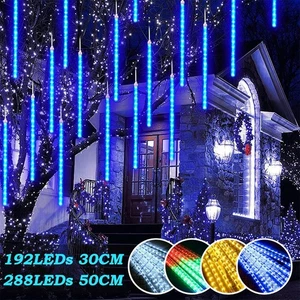192/288 LED Meteorschauer Regen Lichter Weihnachten Party Baum Beleuchtung Deko - Bild 1 von 27