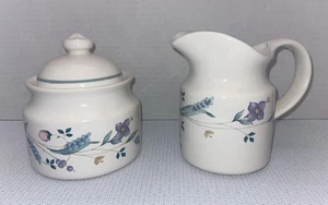 Pfaltzgraff April Pattern Sugar Bowl w/Lid & Creamer Ceramic Floral Very Good - Picture 1 of 6