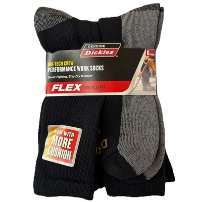 Calcetines de trabajo Dickies talla 12-15 cómodos para hombre 6 pares de compresión de arco negro Foto 1 de 3