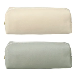 Bolso de Maquillaje Pequeño de Cuero para Lápiz Papelería con Cremallera, Gris Beige, 2 Piezas - Imagen 1 de 6
