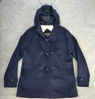 Pendleton Coat Women XL Navy Wool Roslyn Hooded Duffle Toggle Anchor Cuffs $360+ - Image 1 of 4