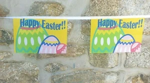 Frohe Ostern Schnur Flagge Wimpelkette Polyester 3m lang mit 10 Fahnen - LETZTE - Bild 1 von 2