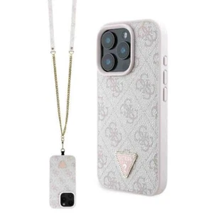 GUESS Apple iPhone 16 Pro Metal Logo Strass Crossbody Hülle Pink - Zdjęcie 1 z 9
