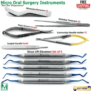 Kit Micro Cirugía Oral Periodontal Instrumentos Ascensores Quirúrgicos Dentales Tijera - Imagen 1 de 8