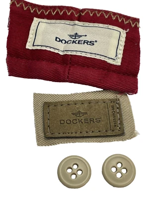 Dockers Replacement 2 4-Hole Buttons and 2 Clothing Tags - Image 1 of 4