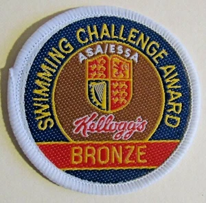 CLOTH BADGE PATCH SWIMMIMG CHALLENGE AWARD ASA/ESSA KELLOGGS BRONZE WATER SPORT - Picture 1 of 1