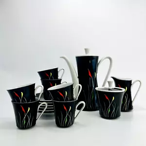 Kahla Porzellan Kaffee Service Handmalerei Kaffeekanne Tassen Untere 50er Jahre - Bild 1 von 16