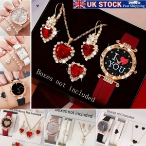 5Pcs Ladies Watch Rhinestone Jewellery Gift Set Gold Wristwatch For Women Girls - Picture 1 of 36