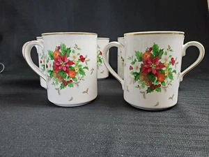 Mikasa Fine Bone China Holiday Delight Kaffeebecher Tasse WEIHNACHTEN 6ER SET Vintage - Bild 1 von 5