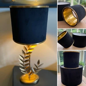 Tela de pantalla de lámpara de terciopelo negro con / sin PVC dorado y pantalla de ajuste - Imagen 1 de 13