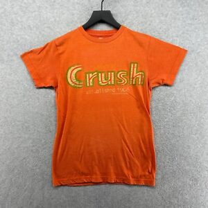 Savvy Shirt Adult Size Small Orange Short Sleeve Crush Drink Graphic Spell Out