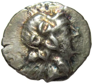 CARIA, MYNDOS. SILVER TRIHEMIOBOL. CIRCA 2nd-1st CENTURY BC. DIONYSOS/GRAPES.  - Picture 1 of 5