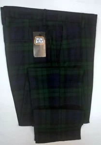 New 'Run & Fly' Men's Mod, 60's,Vintage Slim Black Watch Tartan Retro Trousers - Picture 1 of 4