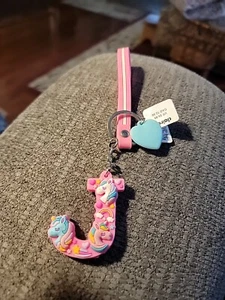 Claire's Kid's Unicorn Key Chain With Heart Monogram Initial " J " New C - Picture 1 of 7