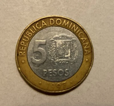 1997 Dominican Republic 5 Pesos Coin Republica Dominicana - Image 1 of 2
