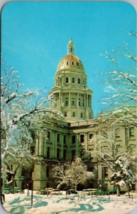 COLORADO STATE CAPITOL Escena de Invierno DENVER, CO Postal - Imagen 1 de 2