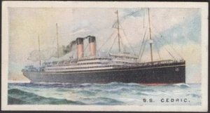 Old Vintage IMPERIAL Cigarette Card WHITE STAR LINE Merchant Ship TSS CEDRIC #42 - Picture 1 of 3