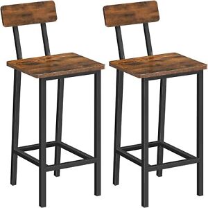 Bar Stools, Set of 2 Bar Chairs with Backrest, Kitchen Bar Stools with Footrest