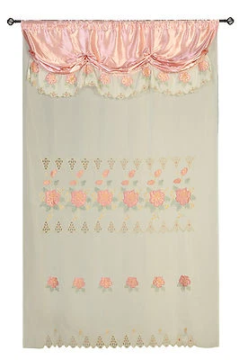 Cortinas de cortina de ventana de valencia transparente bordadas decoración de habitación rosa 60x90+18" Foto 1 de 2