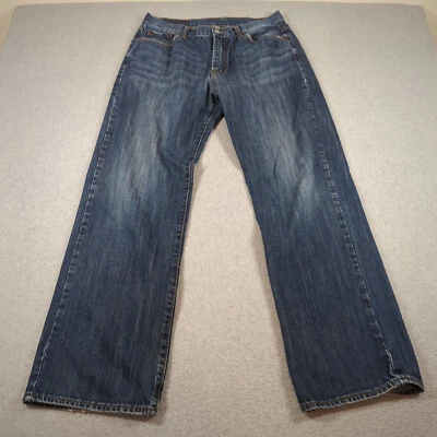 Lucky Brand Jeans Mens 33 (Fit 32x31) Blue 181 Relaxed Straight Leg Whiskered - Image 1 of 4